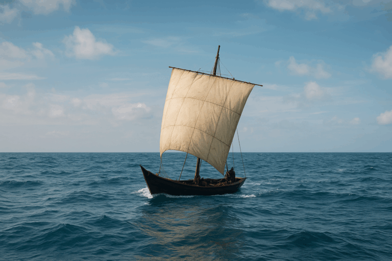 青い海を渡る帆船の写真。渡海の浮き袋を守る重要性を象徴するイメージ